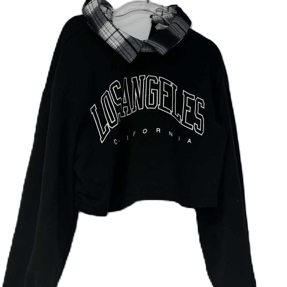 Los Angeles California girls 8 cropped skater plaid collar top punk fun casual